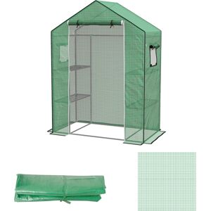 Outsunny Copertura PE per Serra da Giardino con Porta a Cerniera e Finestre, 140x73x190cm, Verde