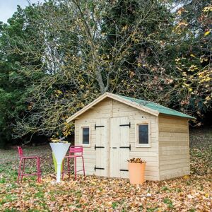 Leroy Merlin Casetta da giardino in legno Alby naturale impregnato in autoclave a pressione con porta doppio battente, superficie totale 6.6 m² e spessore parete 65 mm