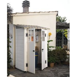 GAROFALO Casetta da giardino  in pvc Tuscany Evo Struttura doghe Bianco/avorio con porta doppio battente, superficie totale 1.32 m² e spessore parete 20 mm