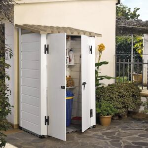 GAROFALO Casetta da giardino  in pvc Tuscany Bianco/avorio con porta doppio battente, superficie totale 1.32 m² e spessore parete 20 mm