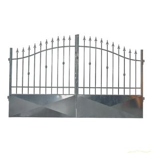 Leroy Merlin Cancello battente Monte Bianco in ferro, apertura centrale, L 300 x  H 150 -180 cm, di colore grigio zincato