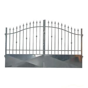 Leroy Merlin Cancello battente Monte Bianco in ferro, apertura centrale, L 350 x  H 150 -180 cm, di colore grigio zincato