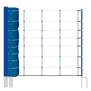 Rete per pecore AKO TitanNet Premium, 50 m, 108 cm, 14 pali rinforzati, 2 punte, montanti rigidi, blu-arancione