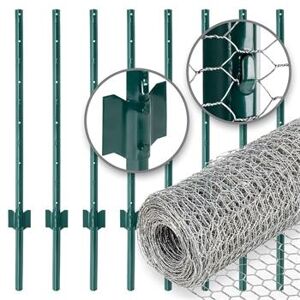 Kit recinto per giardino VOSS.farming: Rete esagonale 10 m x 50 cm + 8x pali da recinzione in metallo