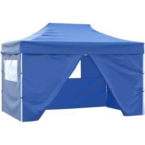 vidaXL Tenda Pieghevole Pop-Up con 4 Pareti Laterali 3x4,5 m Blu