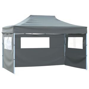 vidaXL Gazebo Professionale Pieghevole 3 Pareti 3x4m Acciaio Antracite