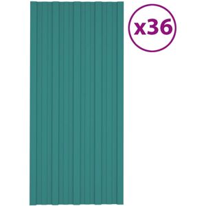 vidaXL Pannelli da Tetto 36 pz in Acciaio Zincato Verde 100x45 cm