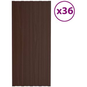 vidaXL Pannelli da Tetto 36 pz in Acciaio Zincato Marrone 100x45 cm