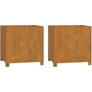 vidaXL Fioriere con Gambe 2pz Ruggine 49x47x50 cm Acciaio Corten