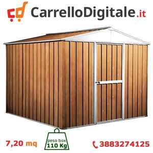 Box in Acciaio Zincato Casetta da Giardino in Lamiera 2.76 x 2.60 m x h2.12 m - 110 KG – 7,2 metri quadri - LEGNO