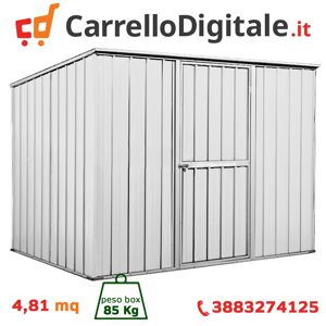 Box in Acciaio Zincato Casetta da Giardino in Lamiera 2.60 x 1.85 m x h1.92 m - 85 KG – 4,81 metri quadri - BIANCO