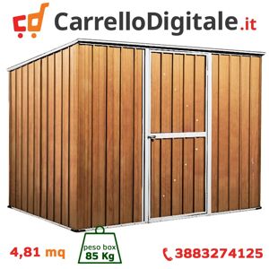 Box in Acciaio Zincato Casetta da Giardino in Lamiera 2.60 x 1.85 m x h1.92 m - 85 KG – 4,81 metri quadri - LEGNO