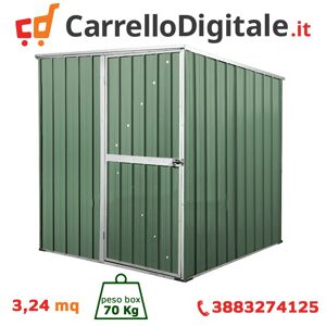 Box in Acciaio Zincato Casetta da Giardino in Lamiera 1.75 x 1.85 m x h1.92 m - 70 KG - 3,24 metri quadri - VERDE