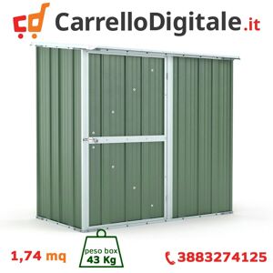 Box in Acciaio Zincato Casetta da Giardino in Lamiera 1.74 x 1.00 m x h1.82 m - 43 KG – 1.74 metri quadri - VERDE