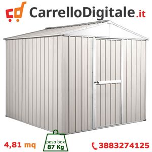 Box in Acciaio Zincato Casetta da Giardino in Lamiera 2.75 x 1.75 m x h2.12 m - 87 KG – 4.81 metri quadri - BIANCO