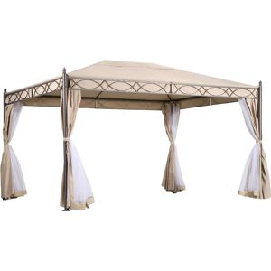 Milani Home Gazebo 3x4 In Metallo Ferro Nero Con Teli Pareti Laterali Beige Per Esterno Da Antracite 300 x 265 x 400 cm