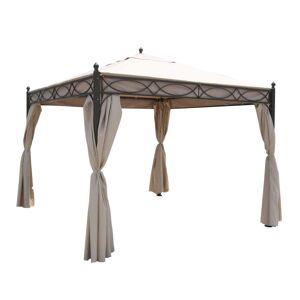 Milani Home Gazebo 3x3 In Metallo Ferro Nero Con Pareti Laterali Beige Per Esterno E Giardi Antracite 300 x 265 x 300 cm