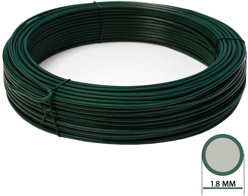 NextradeItalia 2pz Filo Di Tensione Diametro Ø 1,8 Mm Matassa Da 100 Mt Plastificato Verde Per Rete E Recinzioni