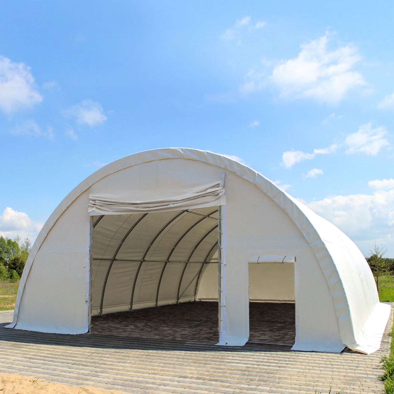 Toolport Tunnel Agricolo 9,15x10m PVC 720 g/m2 bianco impermeabile