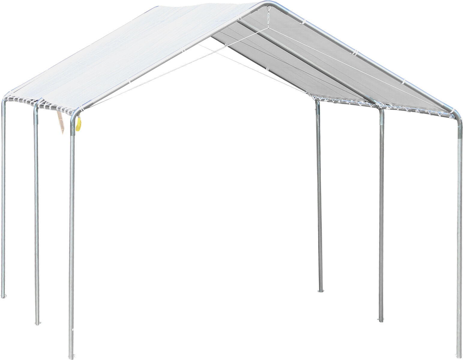 Outsunny Gazebo Copertura per Auto 5.95x2.9m in Acciaio Zincato, Tendone per Auto con Kit di Ancoraggio, Bianco