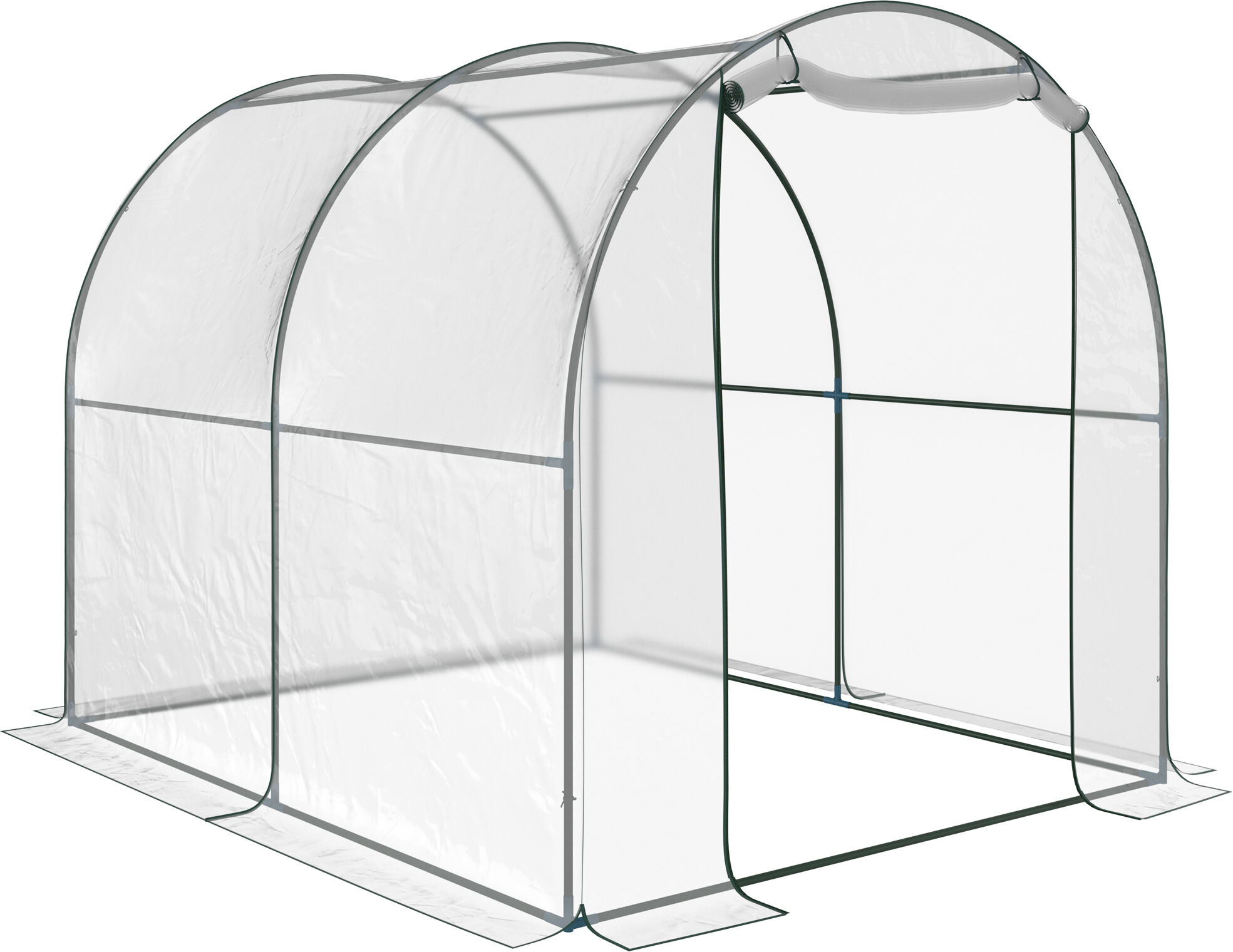 Outsunny Serra da giardino a Tunnel per Piante e Orto con Copertura in PVC, Porta Avvolgibile e Telaio in Acciaio, 2x3x2m