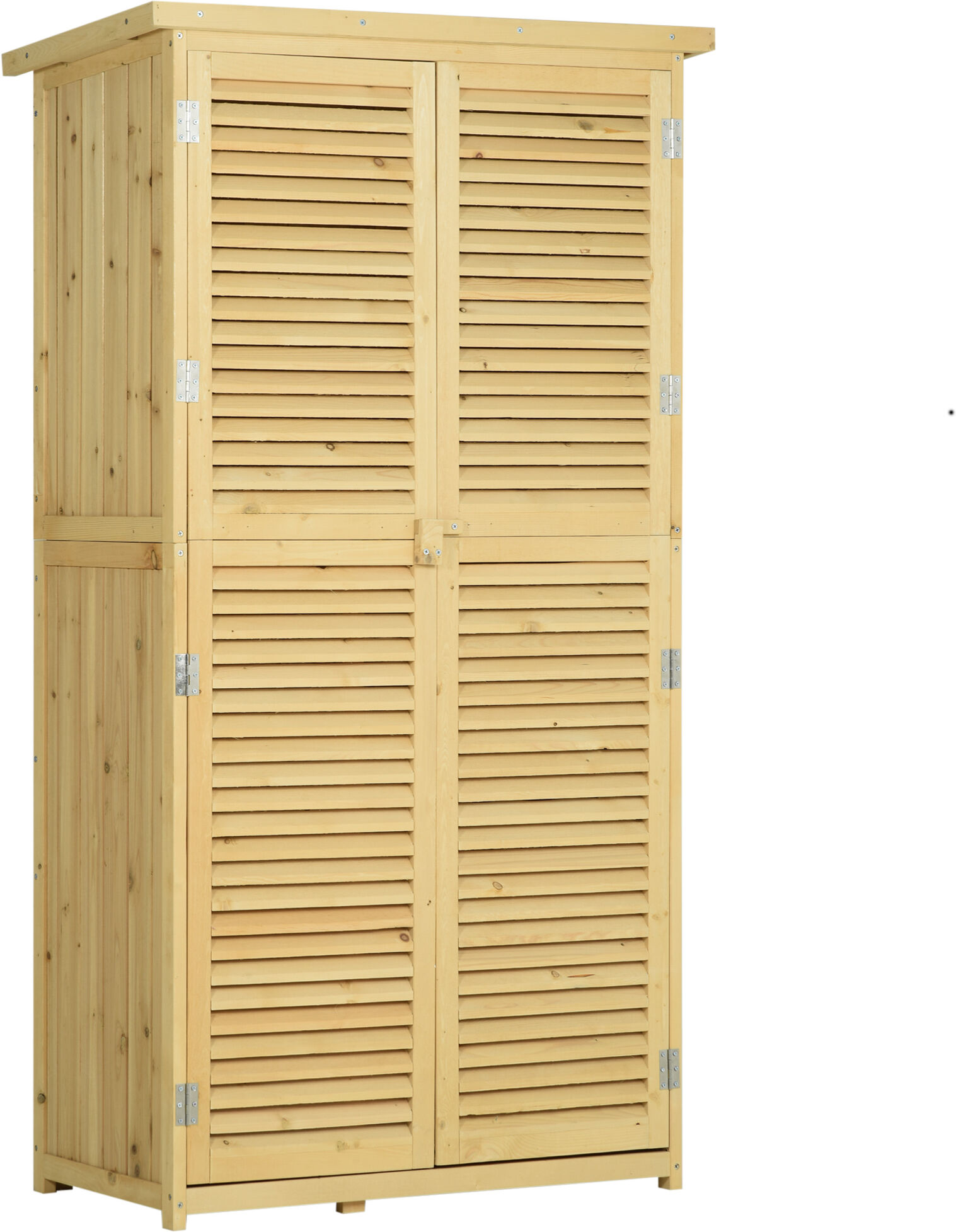 Outsunny Casetta in Legno da Giardino con Tetto Impermeabile, Armadio da Esterno Porta Attrezzi da Giardino con 4 Scompartimenti, 87x46.5x160cm