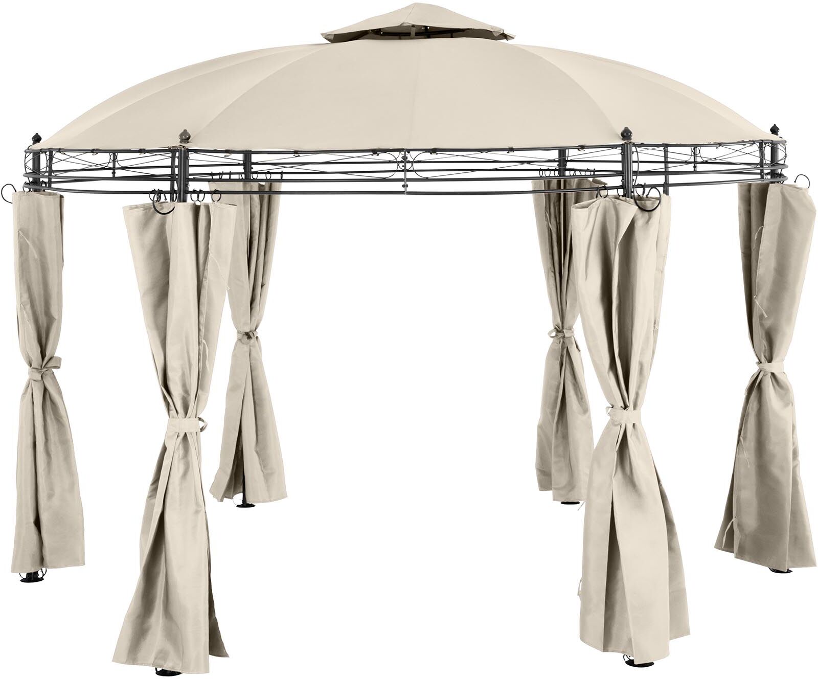 Uniprodo Gazebo da giardino rotondo - 3,5 m - 180 g/m² - beige UNI_PERGOLA_3.5BR