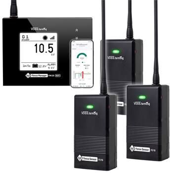 Set completo di controllo per recinti tramite smartphone VOSS.farming - set per 3 recinzioni: FM 20 WiFi + 3x Sensore