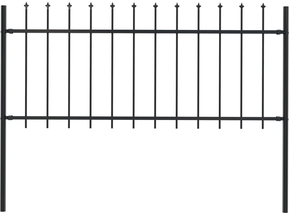 vidaXL Recinzione Giardino con Punta a Lancia in Acciaio 1,7x0,8m Nera