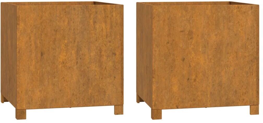 vidaXL Fioriere con Gambe 2pz Ruggine 49x47x50 cm Acciaio Corten