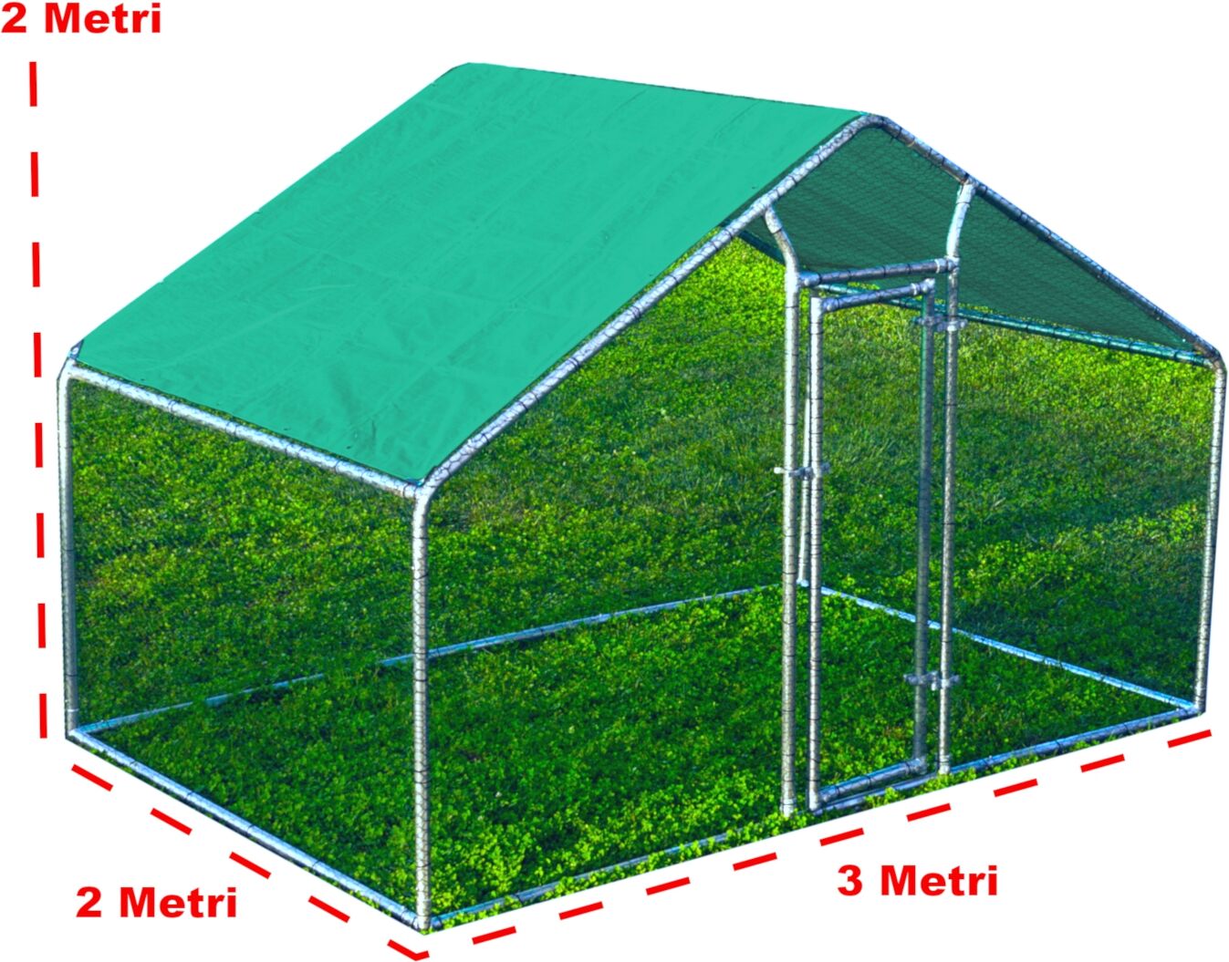 gabbia per animali da esterno - recinto per polli 3 x 2m x 2m h  - 6 mq  - 50kg