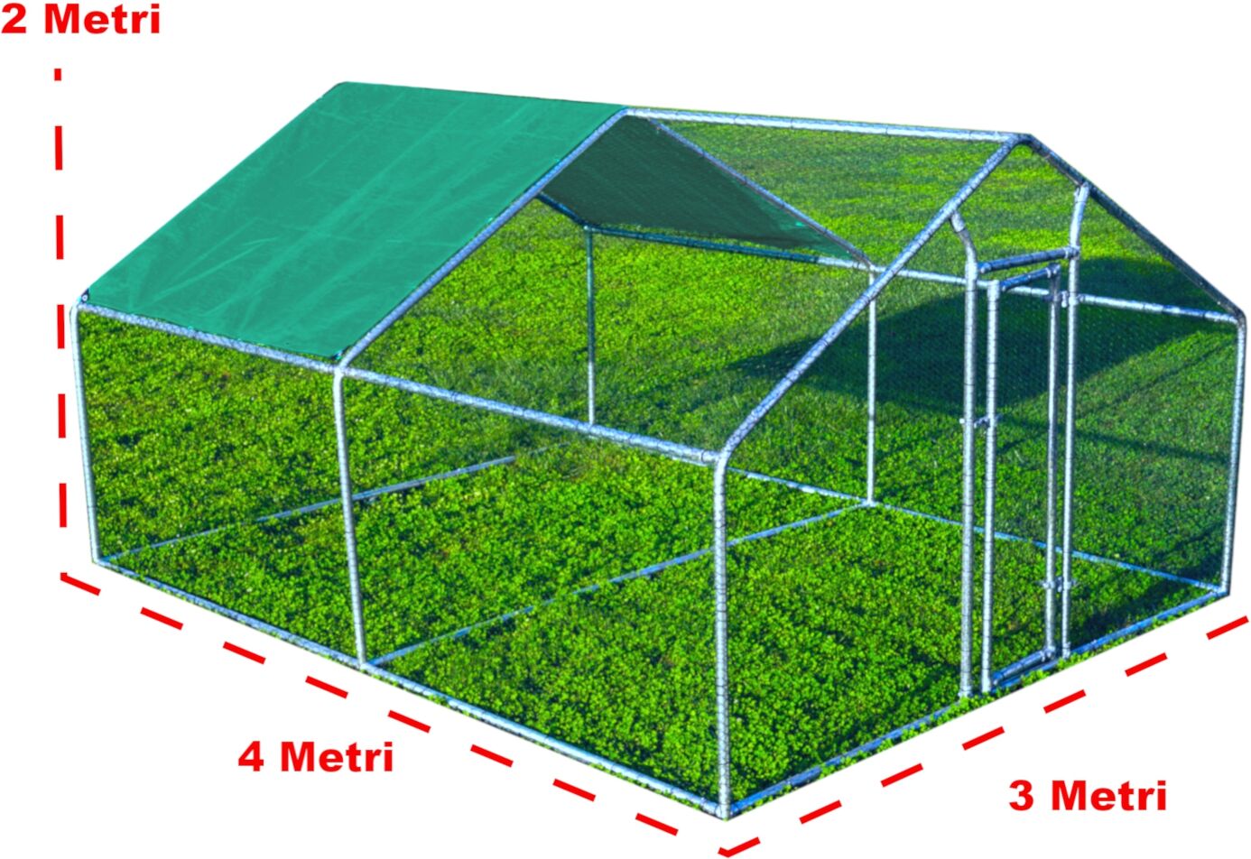 gabbia per animali da esterno - recinto per polli 3 x 4m x 2m h  - 12 mq - 73kg