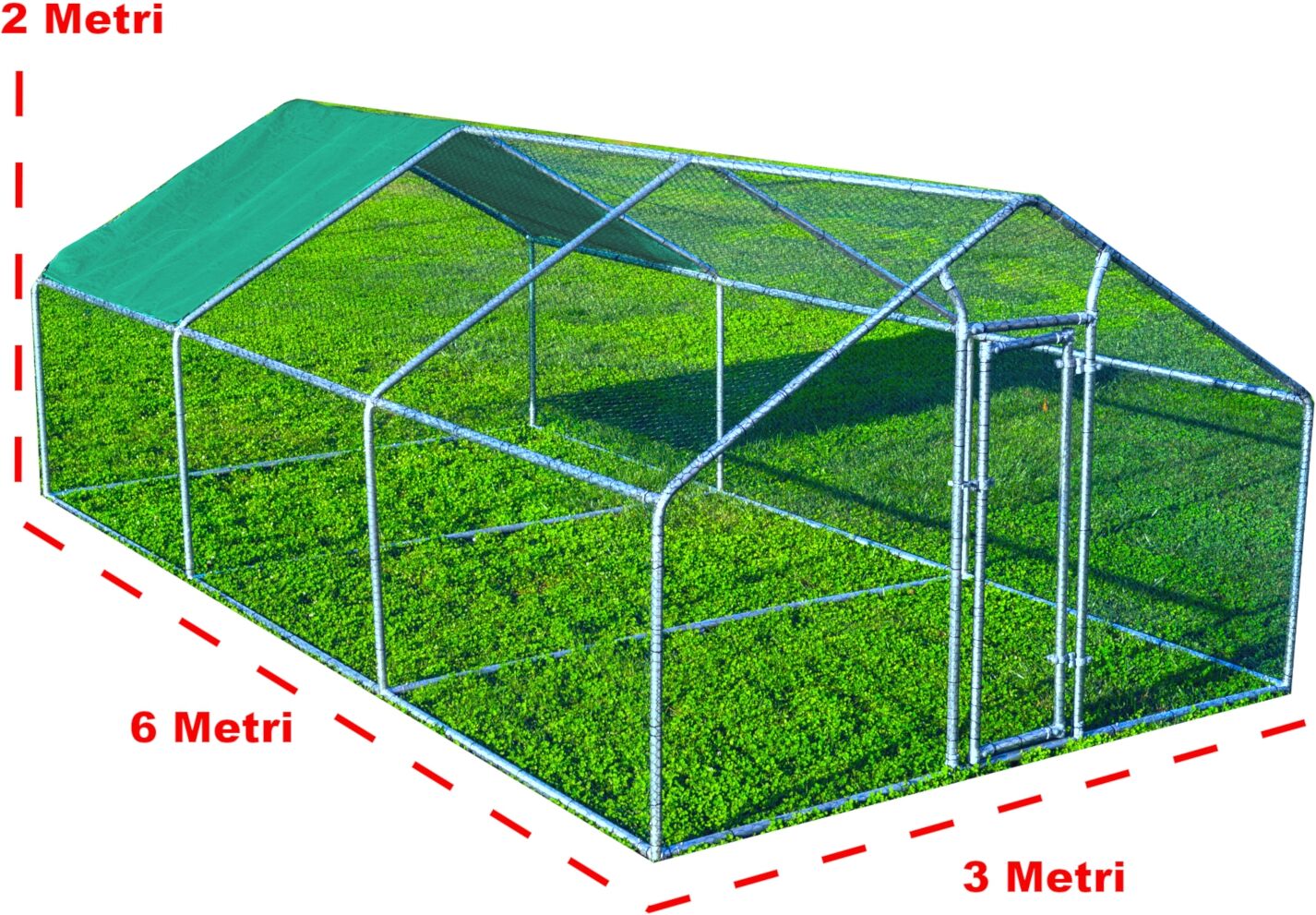 gabbia per animali da esterno - recinto per polli 3 x 6m x 2m h  - 18 mq - 95kg