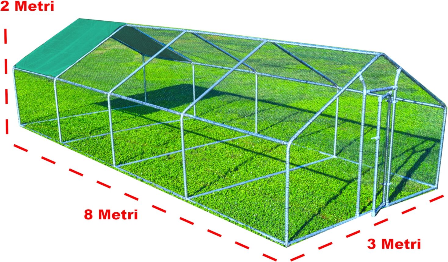 gabbia per animali da esterno - recinto per polli 3 x 8m x 2m h  - 24 mq - 117kg