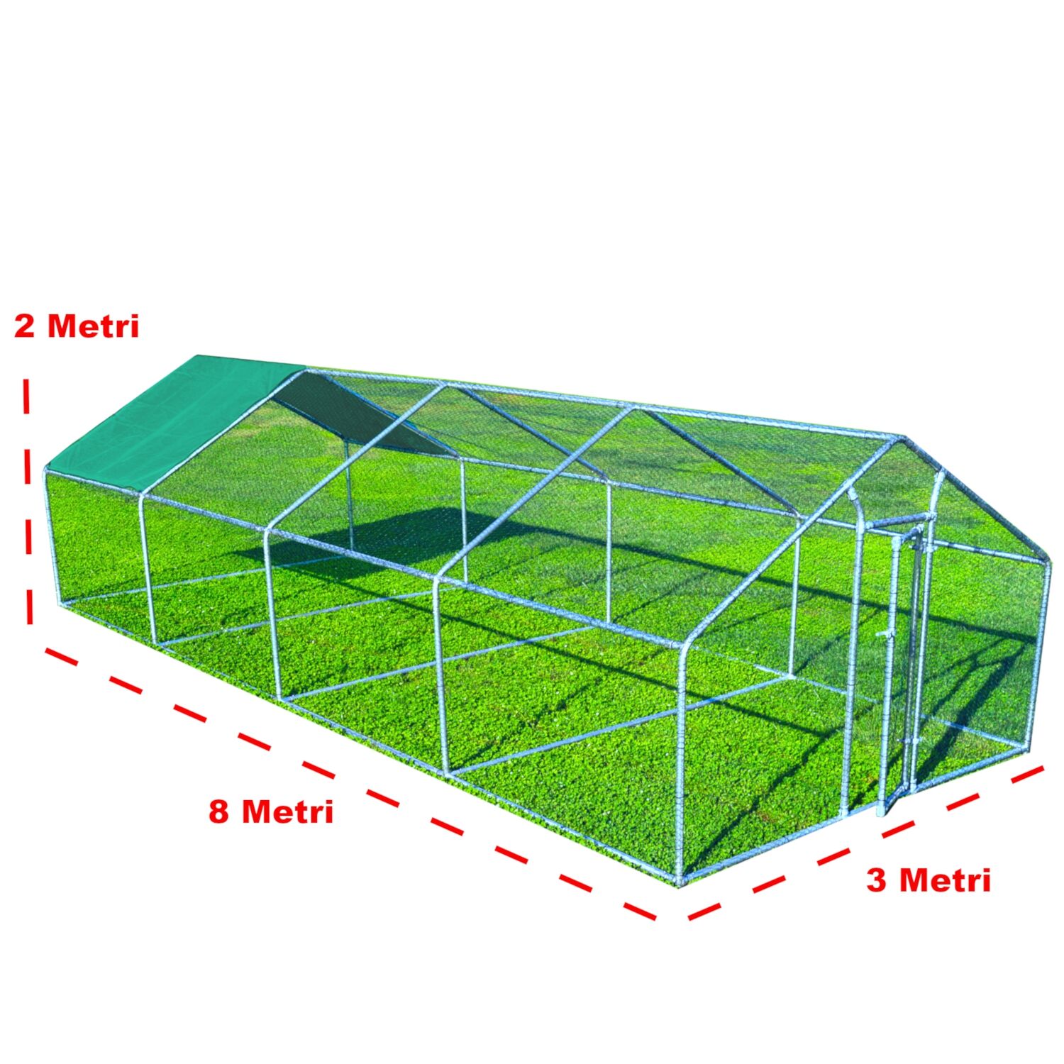 Gabbia per animali da esterno - Recinto per Polli 3 x 8m x 2m H  - 24 mq - 117Kg