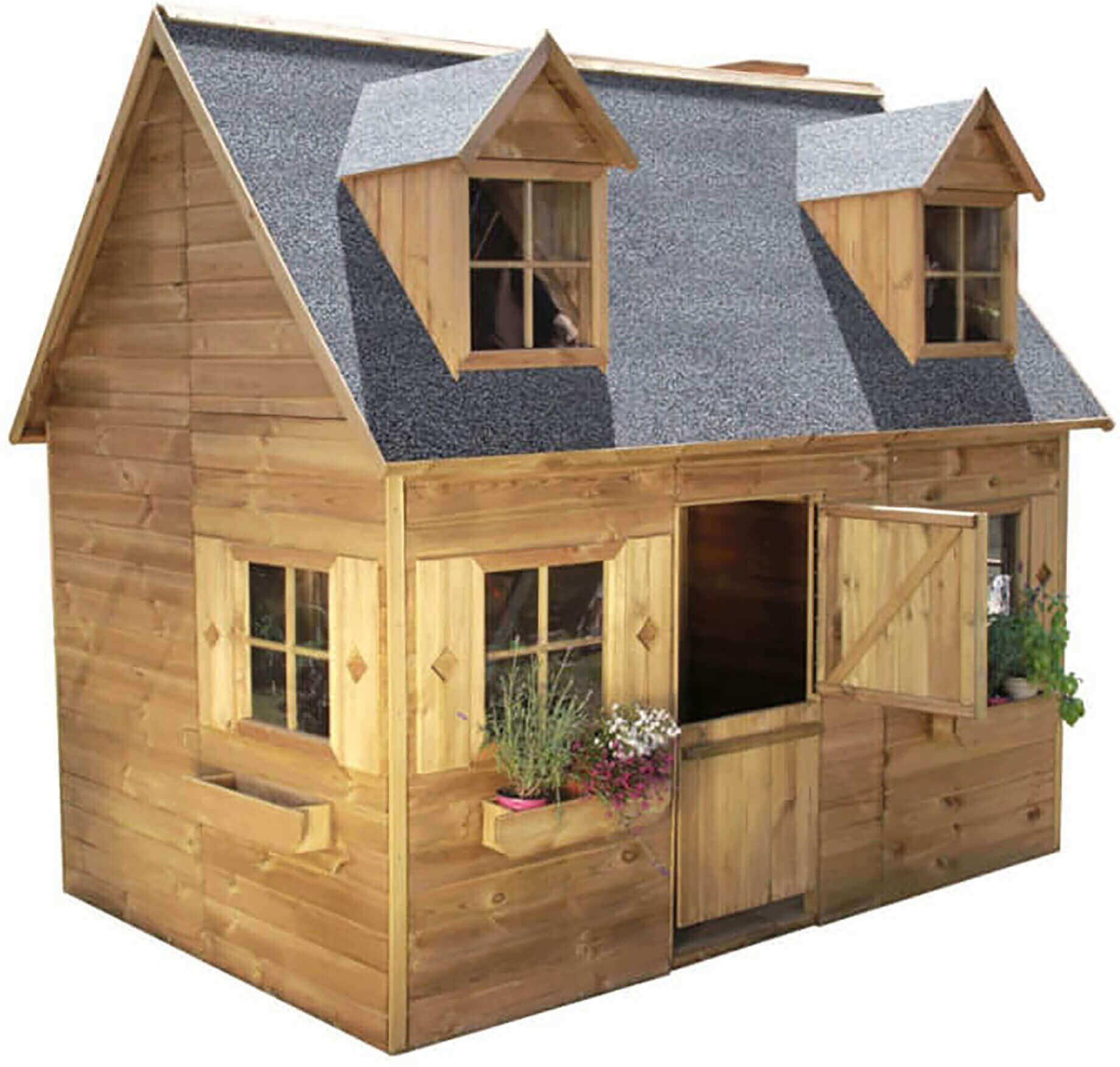 Milani Home Casetta per bambini da giardino per esterno in legno cm 161 x 248 x 218 h Marrone 161 x 218 x 248 cm