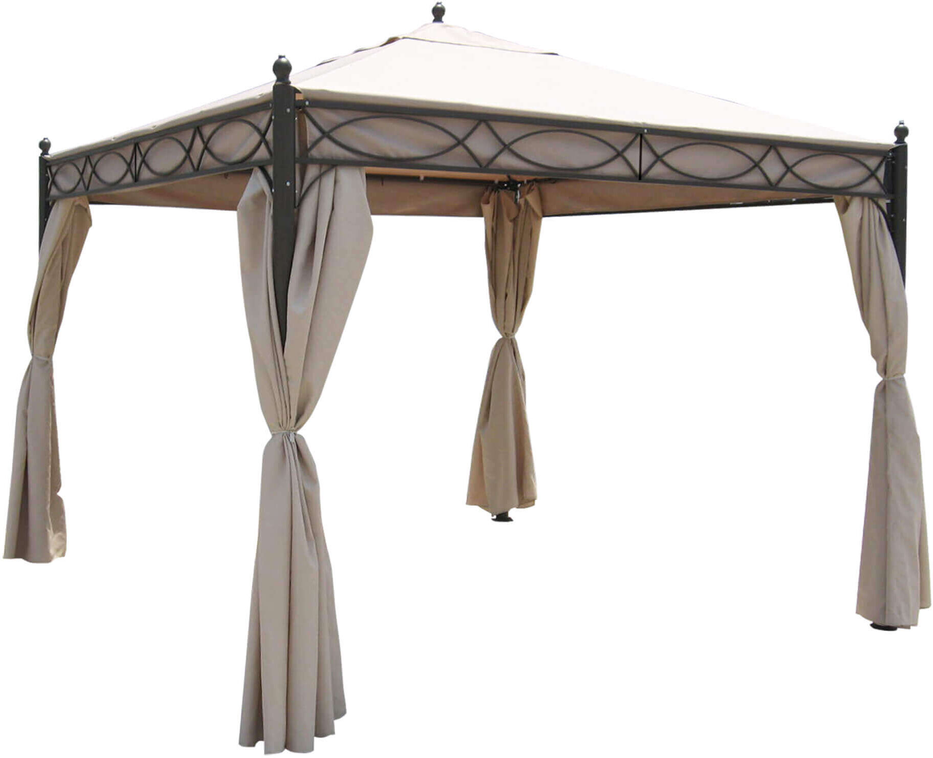 Milani Home Gazebo 3x3 In Metallo Ferro Nero Con Pareti Laterali Beige Per Esterno E Giardi Antracite 300 x 265 x 300 cm