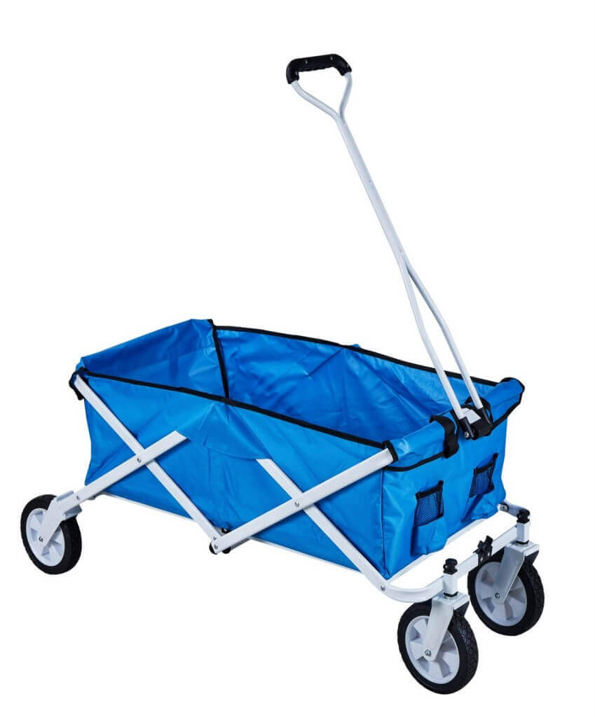 Milani Home Carrello Pieghevole Con Ruote Da Spiaggia Per Campeggio Mare Piscina Giardino I Blu 117 x 50 x 52 cm