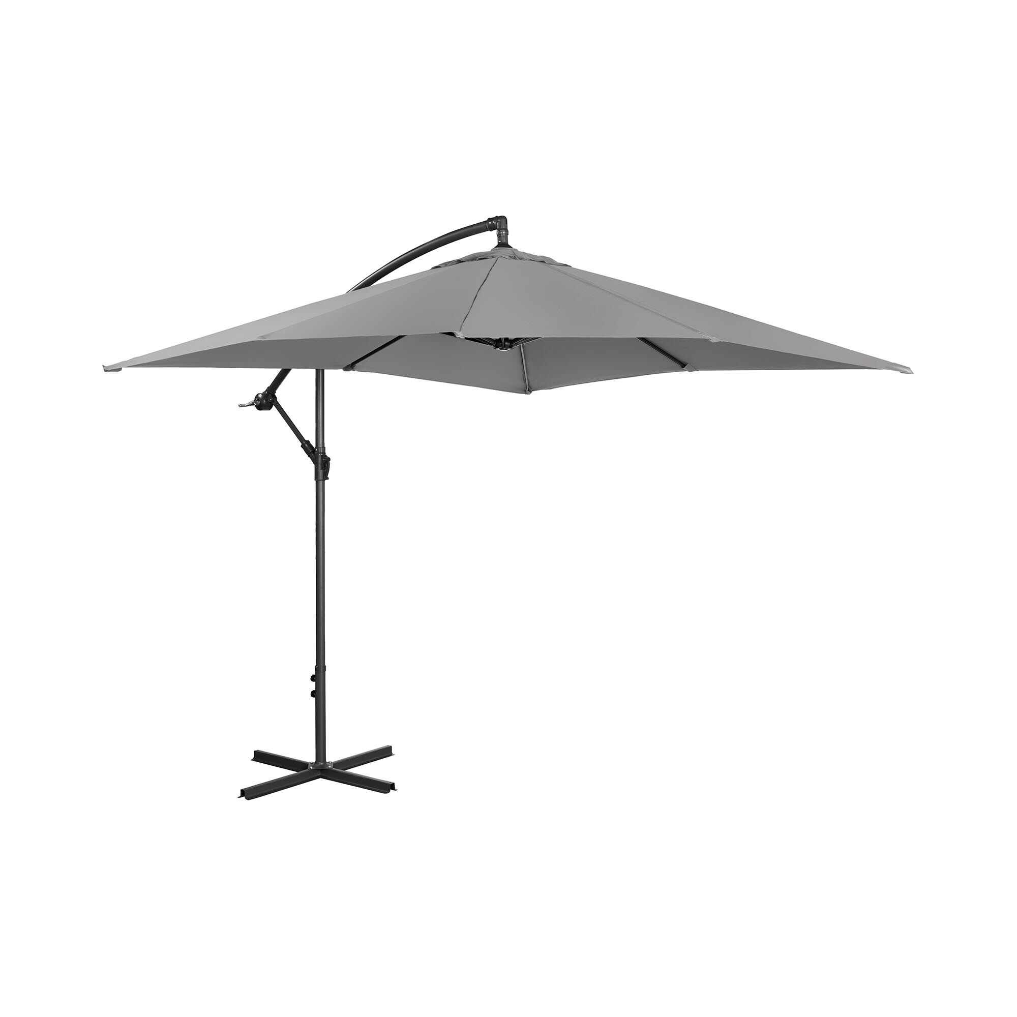 Uniprodo Zweefparasol - donkergrijs - rechthoekig - 250 x 250 cm - kantelbaar UNI_UMBRELLA_SQ250DG