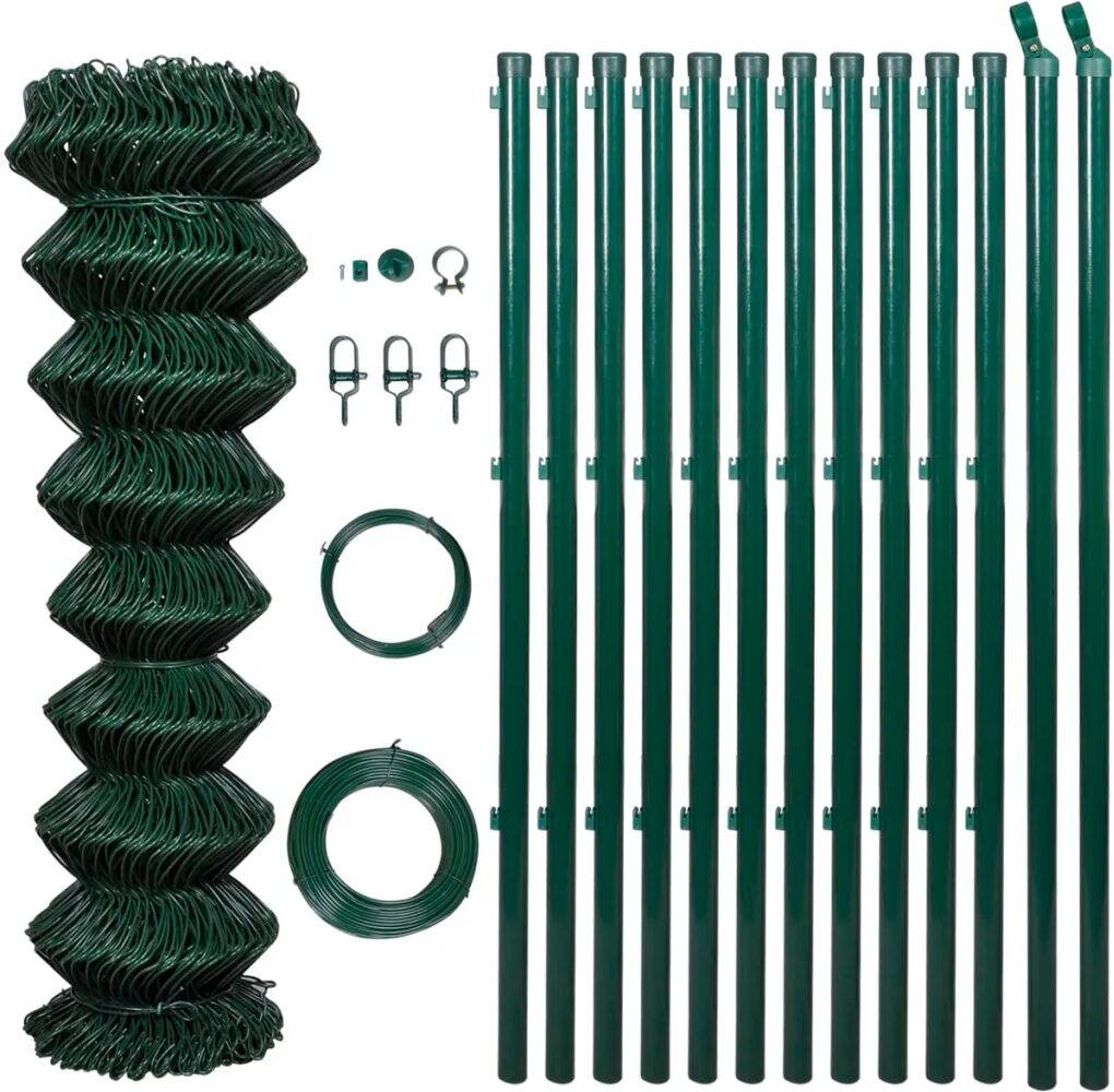 vidaXL Gaashek met palen 1,25x15 m staal groen