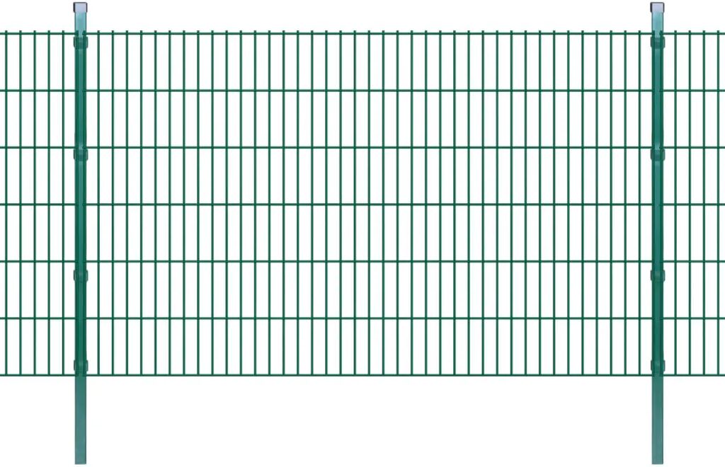 vidaXL Dubbelstaafmatten en palen 2008x1230 mm 10 m groen