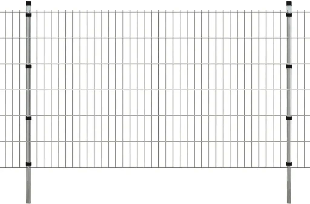 vidaXL Dubbelstaafmatten en palen 2008x1230 mm 4 m zilverkleurig