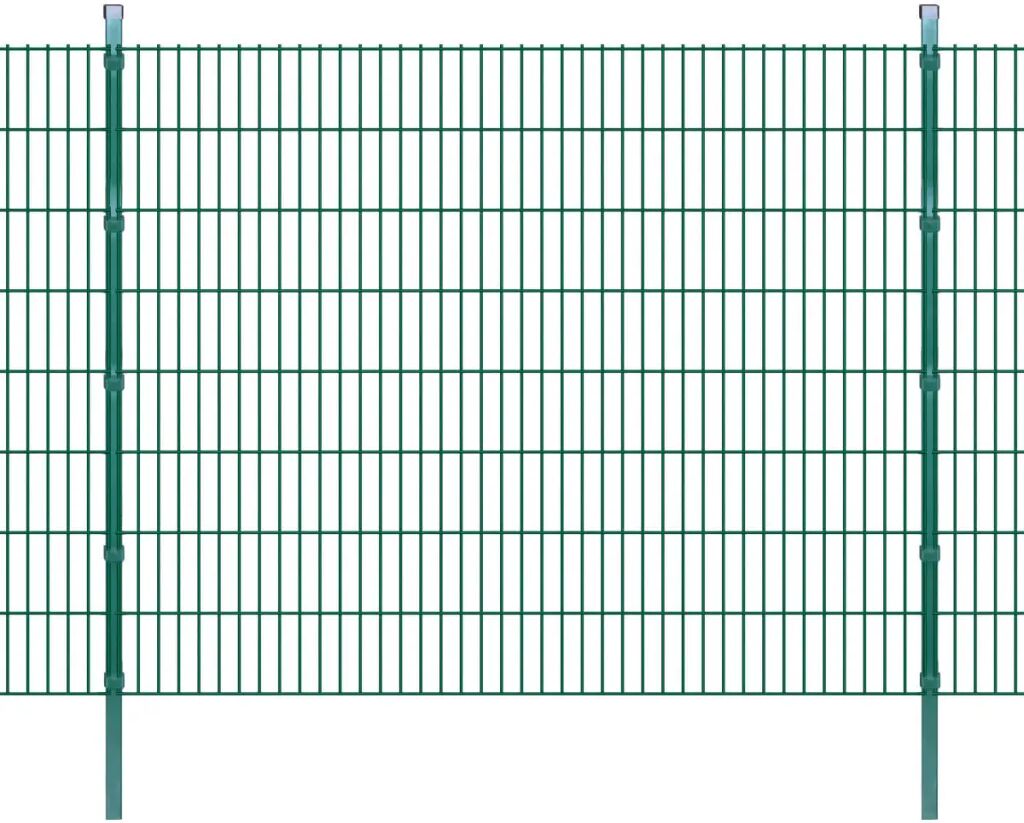 vidaXL Dubbelstaafmatten en palen 2008x1630 mm 6 m groen