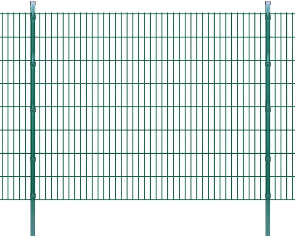 vidaXL Dubbelstaafmatten en palen 2008x1630 mm 42 m groen