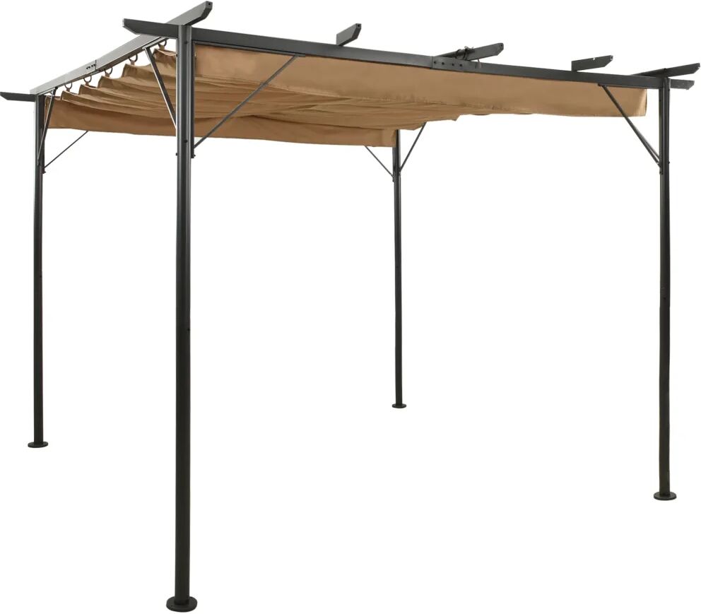 vidaXL Pergola met uittrekbaar dak 180 g/m² 3x3 m staal taupe