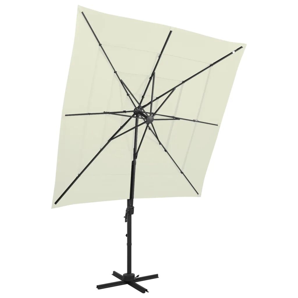 vidaXL Parasol 4-laags met aluminium paal 250x250 cm zandkleurig