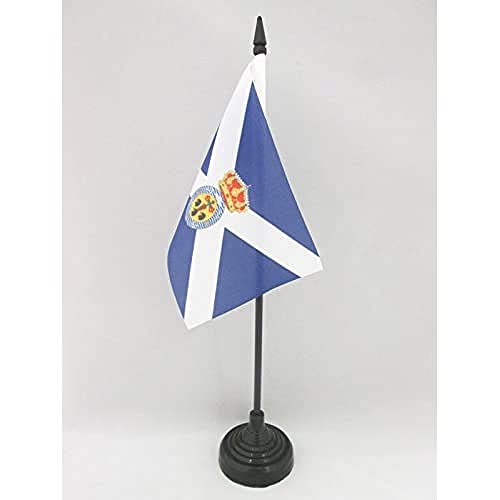 AZ FLAG Santa Cruz de Tenerife Tafelvlag 15x10 cm Bureauvlag Canarische Eilanden 15 x 10 cm Zwarte plastic stok en voet