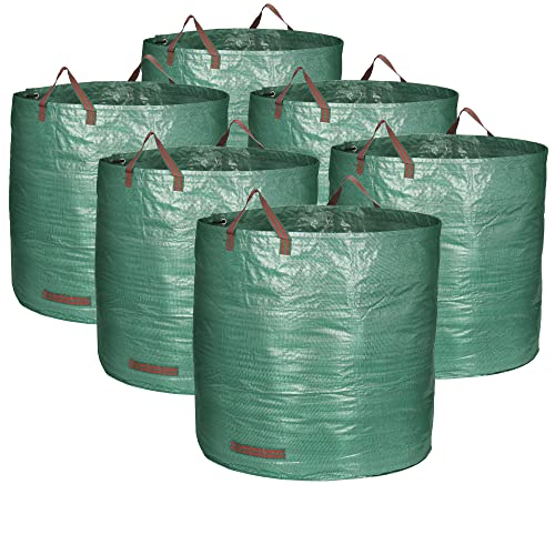 com-four ® 6x tuinafvalzakken XXL opvouwbare tuinzak met handgrepen scheurvaste vouwbak voor bladeren, groenafval en tuinafval (500 l 6 stuks)