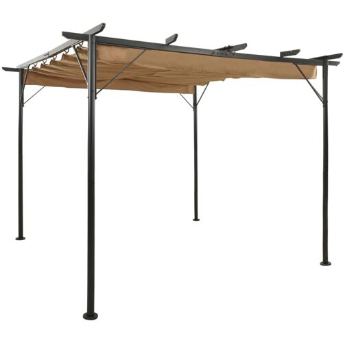 vidaXL Pergola met uittrekbaar dak 180 g/m² 3x3 m staal taupe