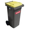 plasteo Recyclingbakken buiten 120 L SULO, recycling bin, household waste container grijs/geel hoes (22149)
